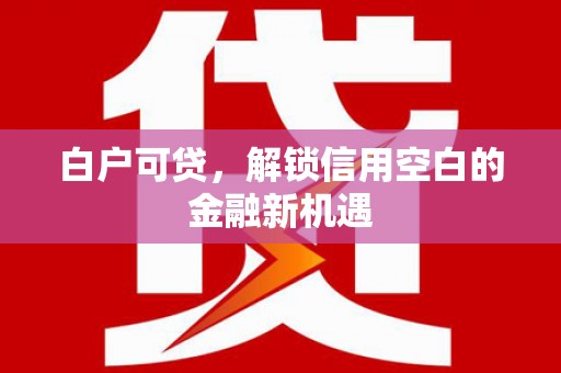旗津白户可贷，解锁信用空白的金融新机遇