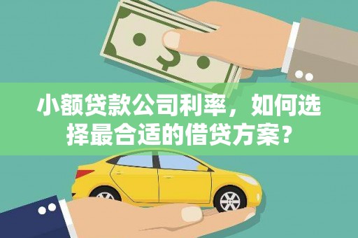 旗津小额贷款公司利率，如何选择最合适的借贷方案？