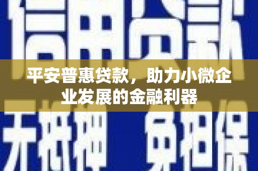旗津平安普惠贷款，助力小微企业发展的金融利器