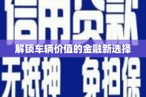旗津解锁车辆价值的金融新选择
